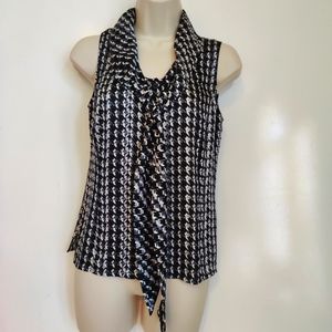 NWOT Tahari Sleeveless B&W and gray blouse 🖤🤍  (XS) Petite with necktie 👔